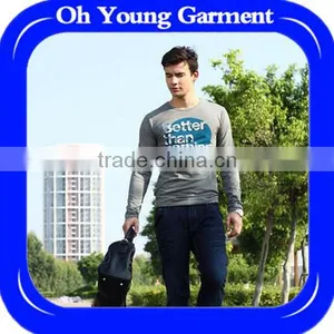 2016 COTTON LONG SLEEVE ROUND NECK T-SHIRT UNIQUE STYLE PRINTING T-SHIRT COOL GREY FULL SIZE PRINTING T-SHIRT CHINESE MAKER thumbnail-1