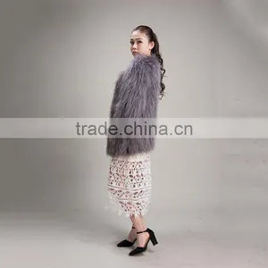Myfur Women Winter Fluffy Real Raccoon Fur Coat Fur Outerwear Jacket Dark Grey thumbnail-5