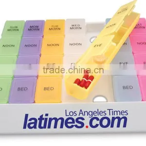 Rainbow Jumbo 24/7 Medicine Tray Organizer - Holds Seven Removable, Four Compartment Pill Boxes and Comes With Your Logo thumbnail-1