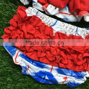 Little Girls Boutique Clothing Sets Infant Baby Swing Top With Ruffle Bloomer July 4th Swing Top With Headband thumbnail-3