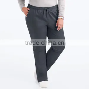 Plus Size Elastic Drawstring Waistband Medical Scrub Uniform Work Pants thumbnail-3