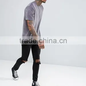 Men's Longline T-Shirt In Heavy Velvet thumbnail-1
