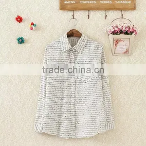 Simple Style Chiffin Wihte V Neck no Collar 7 Sleeve Women Casual Bouse thumbnail-1