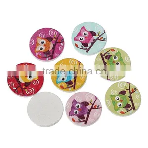 Wood Cabochon Round At Random Owl Halloween Pattern 20.0mm, 100 PCs thumbnail-1