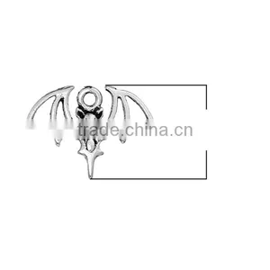 Zinc Based Alloy Halloween Charms Bat Animal Antique Silver 21mm x 15mm thumbnail-2