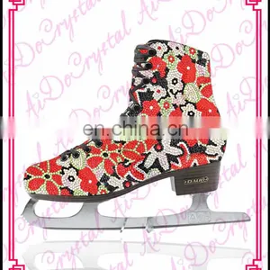 Aidocrystal 2016 Glitter Blue Ice Skating Shoes,crystal Figure Skate Sport Shoes for Girls thumbnail-3