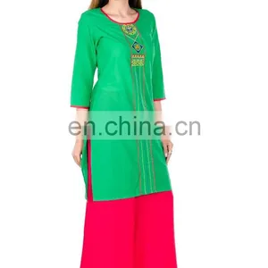 100% Cotton Made Round Neck With Intricate Embroidery at Front Kurti for Woman thumbnail-5