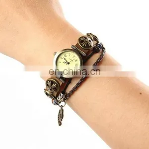 Fashion Handmade Braid Genuine Charm Retro Genuine Leather Weave Watch thumbnail-3