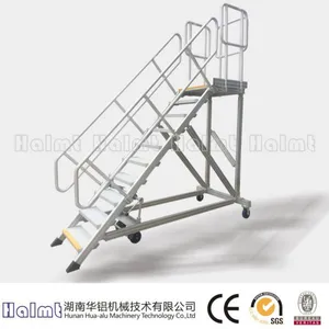 The Industrial Aluminum Liftable Platform Ladder With Wheels thumbnail-1