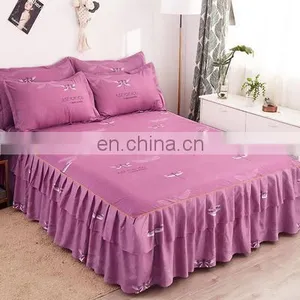 Amazon Hot King Bed Skirt Bed Skirt Cover Set Bedding Bed Skirt Cotton thumbnail-3