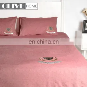 100% Cotton Soild Color Comforter Quilt Set Bed Sheet Cover Sets Queen Size Home Bedding Sets thumbnail-1