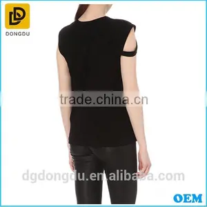 2016 With Competitive Price Lady Simple Black Casual T-shirt thumbnail-3