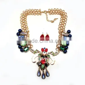 2015 Fashion African Alloy Plating Jewelry Set African Fashion Jewelry Set Gift Acrylic Flower Jewelry Set thumbnail-2