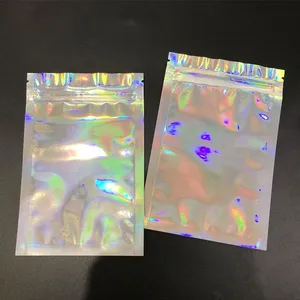 Cosmetic Packaging Bag Clear Brush Handle Cosmetic Microfiber Beauty Blender Holographic Mylar Bag thumbnail-1