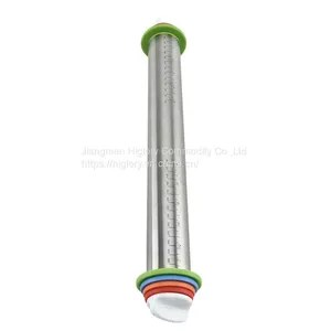 Adjustable Rolling Pin With Thickness Rings Measurement Pastry Rolling Pin for Baking Cookie Dough Roller Pizza Pastry thumbnail-2