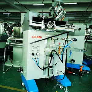 Manual Semiautomatic Cylindrical Round Oval Square Container Can Plastic Cosmetic Jar Lids With Print Glass Bottle Screen Printing Machine thumbnail-4