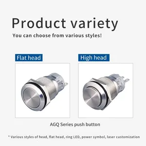 Ip67 19mm Flat Head 1 Normally Open and 1 Normally Close 250v Push Button Momentary Switch thumbnail-2