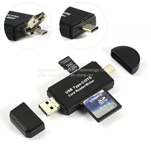 USB 2.0/MICRO USB+TYPE-C OTG 3 in 1 Type-C Card Reader All in One Card Reader thumbnail-1