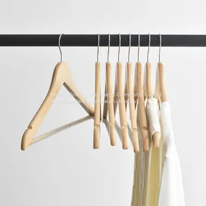 Manufacturer Hangers For Cloths Wood Cloth Hanger Wholesale White Wooden Clothing Coat Non Slip Clothes Hangers thumbnail-3
