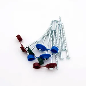 China Galvanized Twist Nails With Colored Plastic Cap - 3.5mm Thick for Corrugated Roofing thumbnail-1