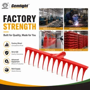 Ghana Long Steel Garden Rake With Red Head For Leaf Removal thumbnail-1