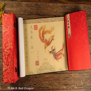 Phoenix Seeking A Mate Chinese Letter Pursuing Love Proposing Marriage Copying Calligraphy on Xuan Paper Hand Scroll Brocade Box Sets thumbnail-4