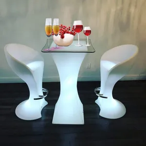 Outdoor Restaurant Garden Patio Event Party Lounge Cube Seats Plastic Furniture Led Bar Chairs and Tables Stools Set thumbnail-1