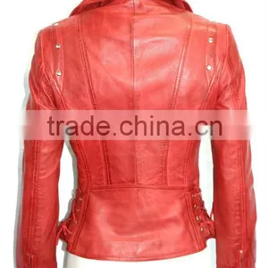 Red Indian Vintage Motorcycle Leather Jacket thumbnail-4