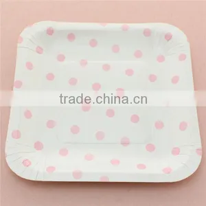 China Wholesale Fancy Dotted 7 Inch Square Paper Plates thumbnail-4
