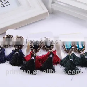 New Fashion Jewelry Hot Sale Crystal Vintage Tassel Statement Bib Earrings Factory Price thumbnail-4