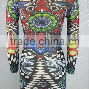 Women Sexy Night Dress Tribal Tattoo Printed Night Club Wear Bandage Bodycon Party Dress thumbnail-4