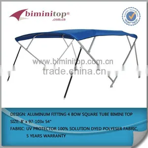 4 Bow Aluminum Square Tube Bimini Top for Pontoon Boat thumbnail-1