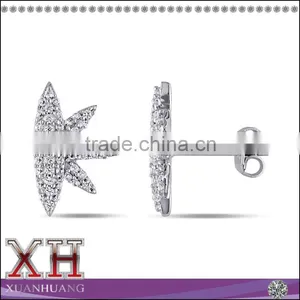 White CZ Micro Pave Setting Sterling Silver Stud Earrings thumbnail-1
