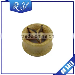 Safe Material Bamboo Wood Ear Tunnel Ear Gauges Earrings Body Piericng Jewelry thumbnail-1