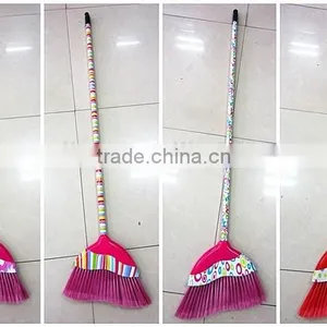 Colourful Household Cleaning Floor Iron Pole PET Bristles Plastic Broom thumbnail-1