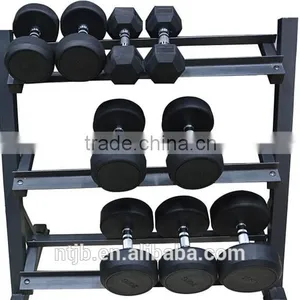 2015 Hot Sale Deluxe Whole Shaping Color PU Urethane Dumbbell With Stainless Steel Plating Knurled Handle thumbnail-2