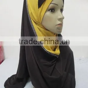 H287 New Style Two Tone Hoody Shawl,fashion Muslim Hijab thumbnail-2