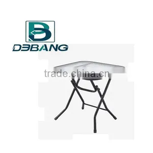 Folding Glass Table With Steel Tube thumbnail-1