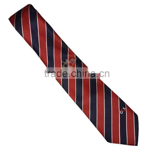 Club Strip Tie in Red & Blue With Logo thumbnail-1