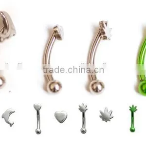 Eyebrow Bar Rings Dolphin Heart Pot Leaf thumbnail-1