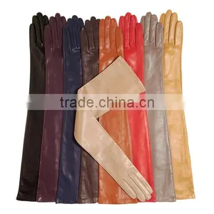 China Wholesale Fashion Lady Long Leather Gloves With Silk Lining Supplier thumbnail-1
