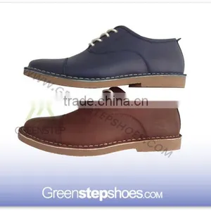 Men Genuine Leather Classic Derby Shoe Navy Blue Brown thumbnail-1