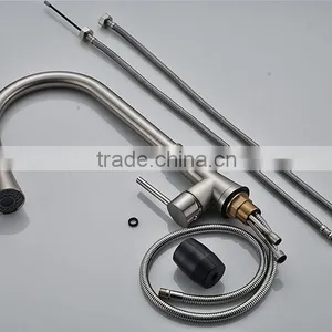 Satin Nickel Surface Fashion Brass Faucet Kitchen Sink Faucet Mixer thumbnail-3