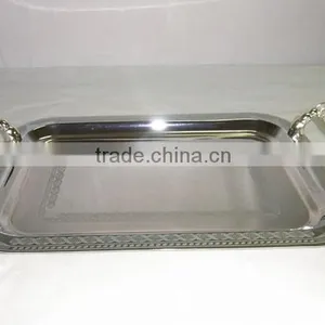 Sterling Silver Holloware Metal Salver Silver Plated Serving Trays for Wedding Tableware Service Tray thumbnail-3