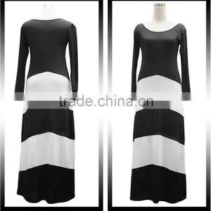 Fashion Sey Color Long Sleeve Stripe Geometry Rules Section Tows Dress thumbnail-5