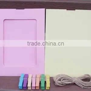 Recyclable Paper Picture Photo Frames Hanging Over at the Rope With Wood Clamp thumbnail-3