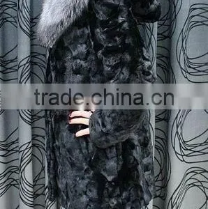 Fashion Genuine Mink Fur Coat With Fox Fur Hood for Women MC12 thumbnail-3