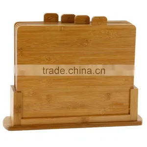 Bamboo Cutting Boards- Four All Natural Index Chopping Board Set With Non-Slip Base thumbnail-1