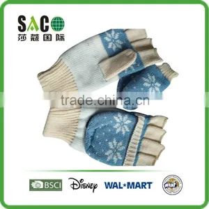 Clamshell Five Toes Snow Pattern Acrylic Gloves thumbnail-1