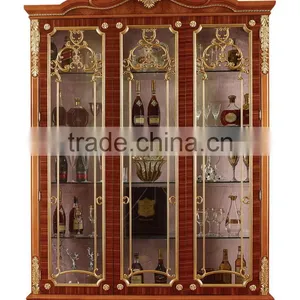 Hand Carving Wooden Display Cabinet,Luxury Decorative 4-Door Wine Cabinet, Antique Gold Painting Storage Cabinet For Living Room thumbnail-1